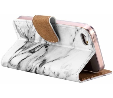 Marmer print lederen Bookcase hoesje voor de Apple iPhone SE - Wit (Apple iPhone SE) Wit