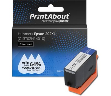 PrintAbout Huismerk Epson 202XL (C13T02H14010) Inktcartridge Foto-zwart Hoge capaciteit