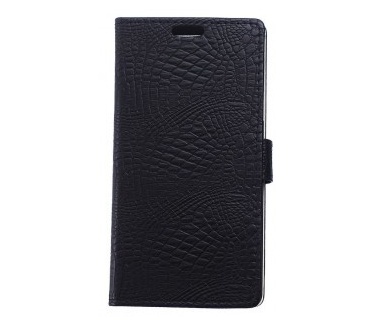 qMust Wiko Ridge Fab 4G Wallet Case - hoesje met stand - Crocodile Black
