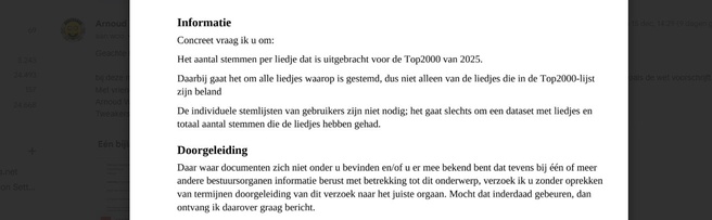 Woo-verzoek Top 2000