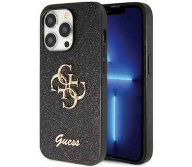 Guess 4G Glitter Back Case Apple iPhone 14 Pro Max (6.7") - Zwart Zwart