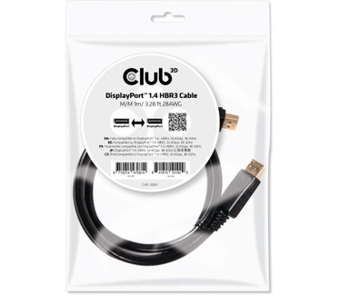 Club 3D DisplayPort 1.4 Kabel 1 meter HBR3 8K60Hz Zwart