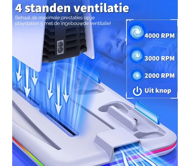 Phreeze Docking Station met Charging Station en Ventilatie - PS5 - Wit