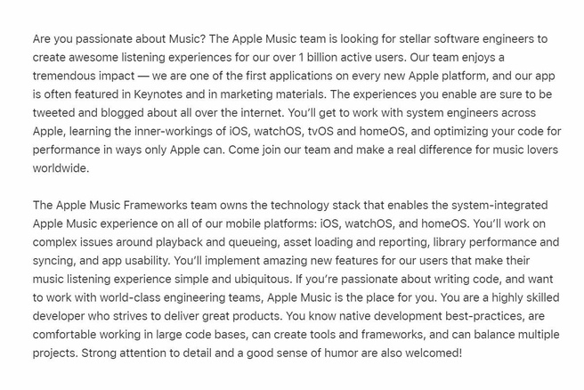 vacaturetekst Apple