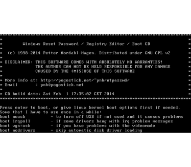 Offline NT Password & Registry Editor