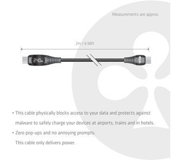 Club 3D Veilige USB-C®-kabel met vermogensmeter, 240 W, geen dataoverdracht, 2 m
