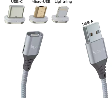 VOLTA 2.0 + 3 tips, 2m, 3A Zilver