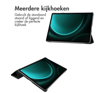 Accezz Trifold Bookcase Samsung Tab S9 FE Plus - Zwart