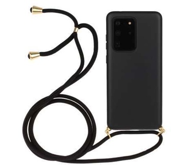 qMust Soft TPU Samsung Galaxy S20 Ultra hoesje met koord - Zwart