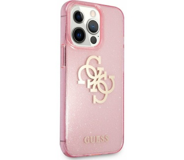 Guess 4G Logo Glitter TPU - Apple iPhone 13 Pro Max (6.7") - Roze Roze