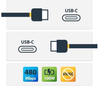 Startech.com USB-C naar USB-C kabel met 5A/100 W Power Delivery M/M 1 m USB 2.0 USB-IF certificatie Zwart