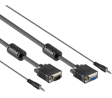Eeconn VGA Verlengkabel met Audio, High Quality, Zwart, 30m