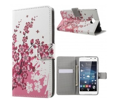 qMust Microsoft Lumia 650 Wallet Case - hoesje met stand - Pink Blossom