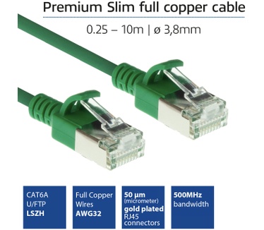 ACT DC7700 CAT6A U/FTP Slimline Patchkabel 0.5M Groen