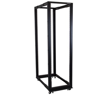 Startech.com 42U open-frame serverrekkast met 4 stijlen met instelbare diepte plat verpakt met zwenkwielen, waterpas gesteld en kabelhaken