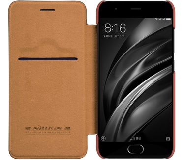 Nillkin Qin Slim Book Case voor Xiaomi Mi6 - Bruin Zwart