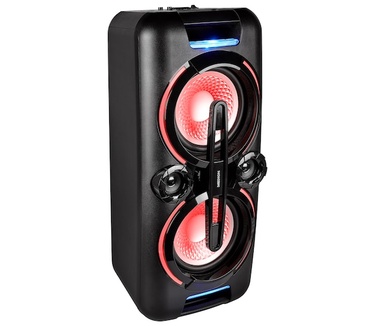Medion LIFE X61555 Partyluidspreker | Bluetooth | PLL-FM | X-Bass | Microfoonaansluiting | Draadloze muziekoverdracht | Diverse lichteffecten | Integr. accu