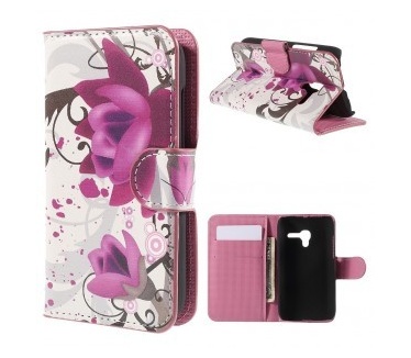 qMust Alcatel One Touch Pop D3 wallet case - hoesje met stand - Lotus Flower