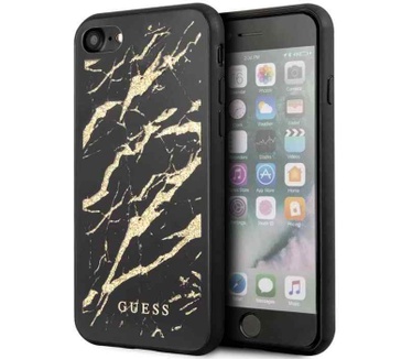 Guess Marble Glitter Hard Case Apple iPhone 7/8/SE (2020) - Zwart  Zwart