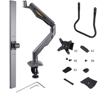 Startech.com Dual Monitor Arm met Crossbar voor Bureau, Tot 27 inch Schermen, VESA 75x75/100x100, Max 15kg, C-klem, Volledig Scharnierend, Arm met Veermechanisme, TAA