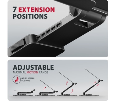 Axagon STND-LRB Laptop-Ständer, 360° drehbar, Doppelgelenk, verlängerbar