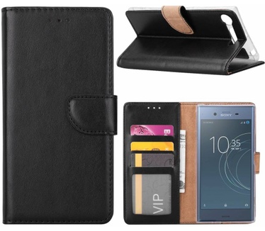 Luxe Lederen Bookcase hoesje voor de Sony Xperia XZ1 - Zwart (Sony Xperia XZ1) Zwart