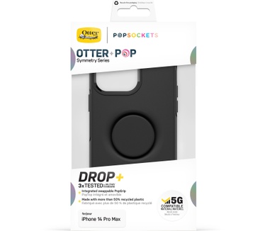 Otterbox OtterBox Otter+Pop Case voor iPhone 14 Pro Max, Schokbestendig, Valbestendig, Beschermhoes met PopSockets PopGrip, 3x getest volgens militaire standaard, Antimicrobieel, Zwart