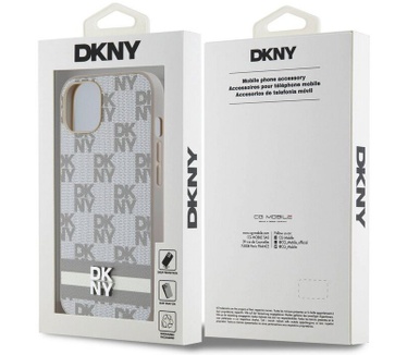 DKNY Checkered Printed Stripe Back Case - iPhone 15 (6.1") Beige Beige
