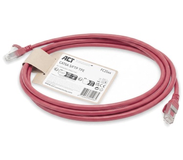 ACT Rood 2 meter TPE S/FTP CAT6A ultra-flex patchkabel snagless met RJ45 connectoren