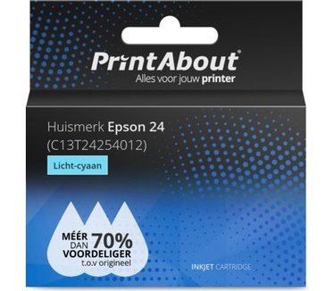 PrintAbout Huismerk Epson 24 (C13T24254012) Inktcartridge Licht-cyaan