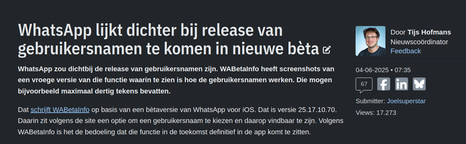 WhatsApp gebruikersnamen