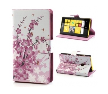 qMust Wallet Case met stand Nokia Lumia 520 / Lumia 525 (flowers)
