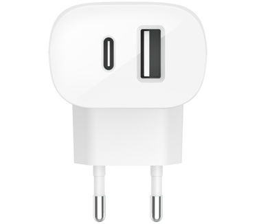 Belkin BOOST↑CHARGE Dual HomeCharger 20W USB-C + 12W USB-A thuislader Wit