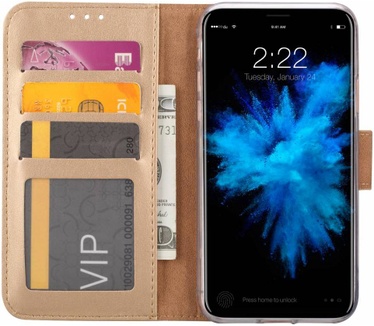 Luxe Lederen Bookcase hoesje voor de Apple iPhone XS - Goud (Apple iPhone XS) Goud