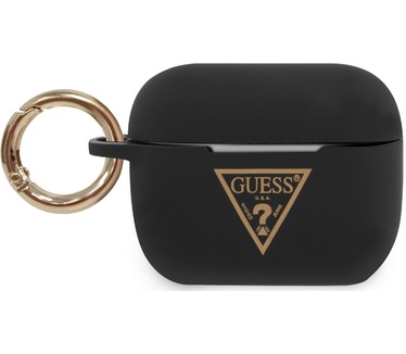 Guess Silicone Triangle Case voor Apple Airpods Pro - Zwart  Zwart