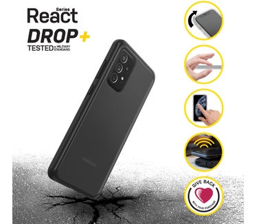 Otterbox React Series voor Samsung Galaxy A72, transparant/zwart - Geen retailverpakking