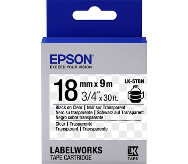 Epson Transparent Tape - LK-5TBN Clear Blk/Clear 18/9