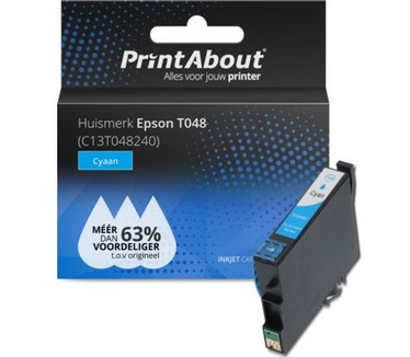 PrintAbout Huismerk Epson T0482 (C13T048240) Inktcartridge Cyaan