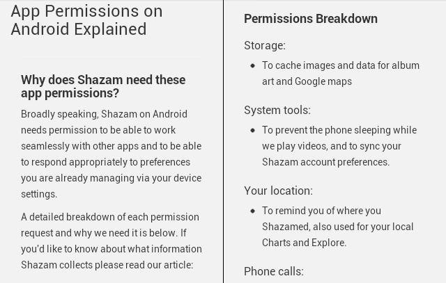 app-permissies in shazam