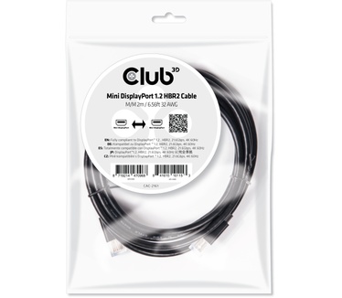 Club 3D Mini DisplayPort 1.2a kabel 2 meter HBR2 4K60Hz Zwart