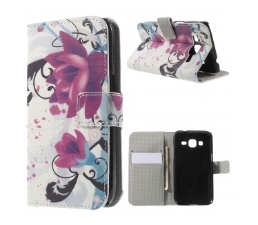 qMust Samsung Galaxy Core Prime wallet case - hoesje met stand - Lotus Flower