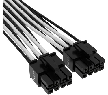 Corsair Premium Individually Sleeved 12+4pin PCIe Gen 5 12VHPWR 600W cable, Type 4 Wit, Zwart