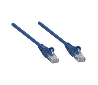 Intellinet Network Patch Cable, Cat6, 0.25m, Blue, Copper, S/FTP (cable foiled/twisted pair - all three pairs wrapped in braid shield), LSOH / LSZH (Low Smoke, no Halogen), PVC, RJ45 Male to RJ45 Male, Gold Plated Contacts, Snagless, Booted