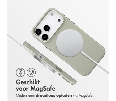 Accezz MagSafe Leather Backcover voor de Apple iPhone 18 Pro Max / 17 Pro Max - Light Grey