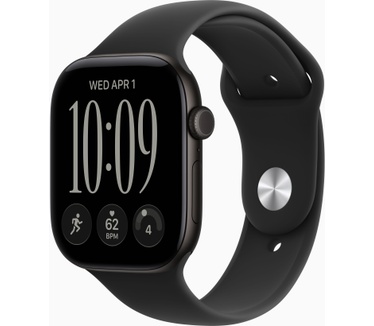 Apple Watch Series 12 46mm Zwart (Zwarte Rubberen Band M/L)