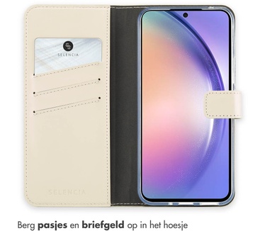 Selencia Echt Lederen Bookcase Samsung Galaxy A54 - Greige