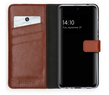 Selencia Echt Lederen Bookcase Samsung Galaxy A52(s) (5G/4G) -Lichtbruin