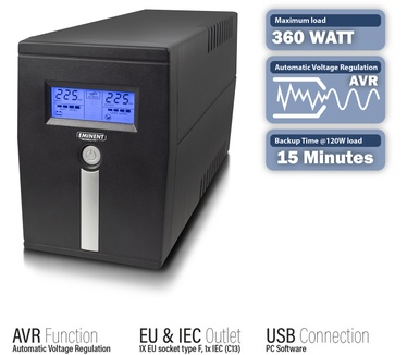 Eminent EM3940 Line Interactive UPS 600 VA - 360 W with AVR