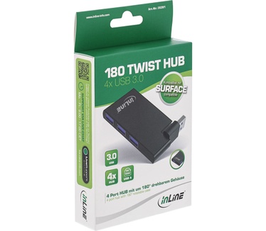 InLine 180 Twist Hub USB 3.0 - 4 Port - drehbar - schwarz