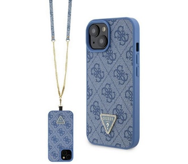 Guess 4G Triangle Crossbody Case - Apple iPhone 15 (6.1") - Blauw Blauw